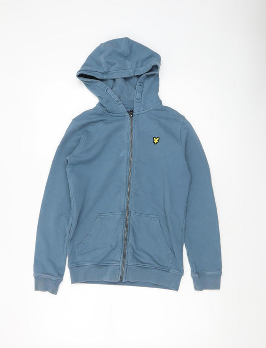 Lyle & Scott Junior Boys Blue Full Zip Hoodie 10-11 Years Cotton Logo