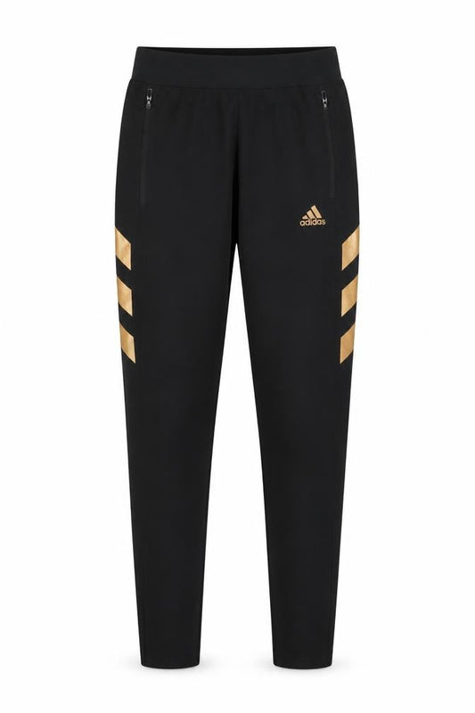 Adidas Boys Black Jogger Trousers 13-14 Years with Gold Stripes