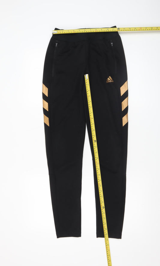 Adidas Boys Black Jogger Trousers 13-14 Years with Gold Stripes