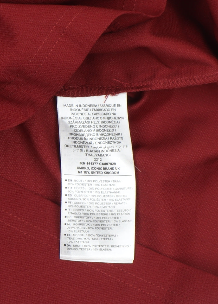 Umbro Men’s Red Long Sleeve 1/4 Zip Training Top Size M