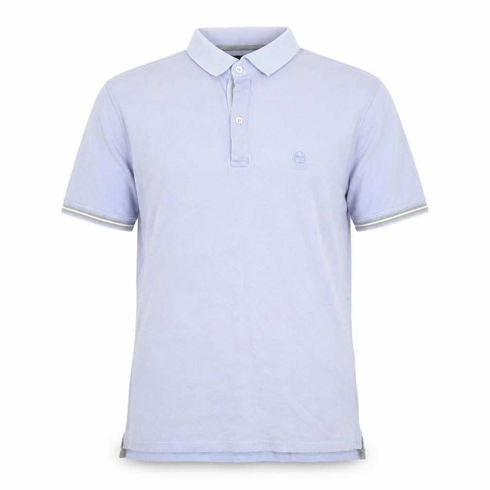 Front view of Massimo Dutti Men's Light Blue Casual Fit Cotton Polo Shirt M