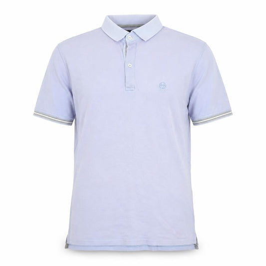 Front view of Massimo Dutti Men's Light Blue Casual Fit Cotton Polo Shirt M