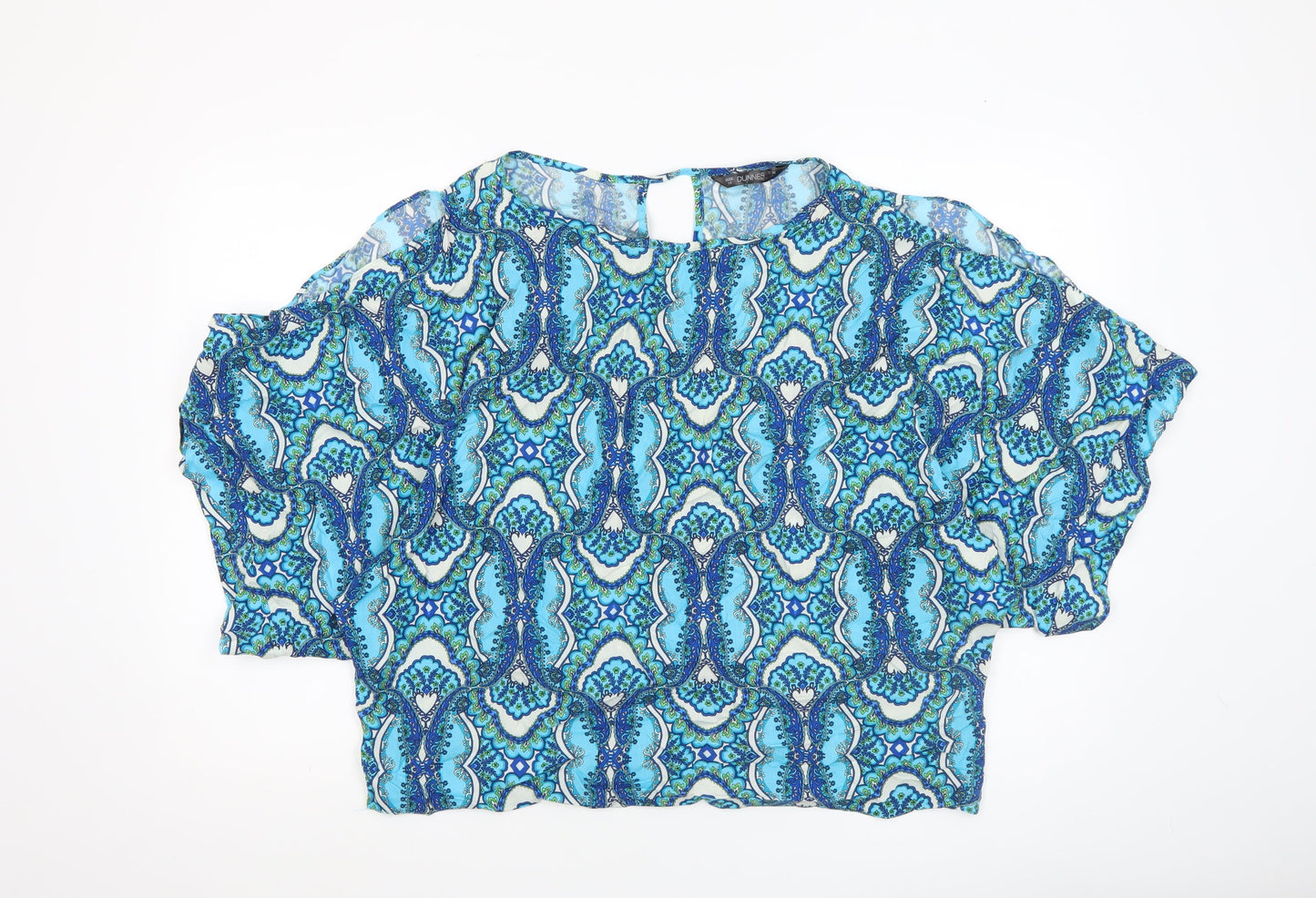 Dunnes Women Blue Paisley 3/4 Sleeve Viscose Tunic Blouse Size 14