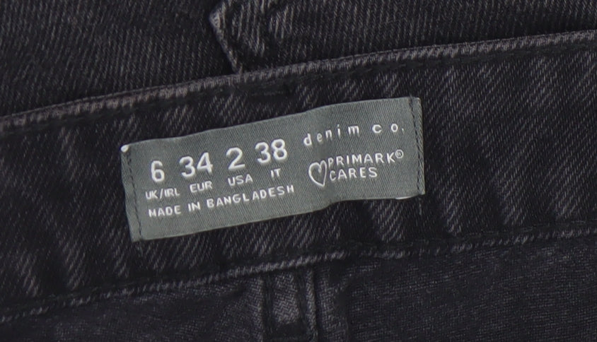 Primark Women's Black Cut-Off Denim Shorts Size 6 High Rise