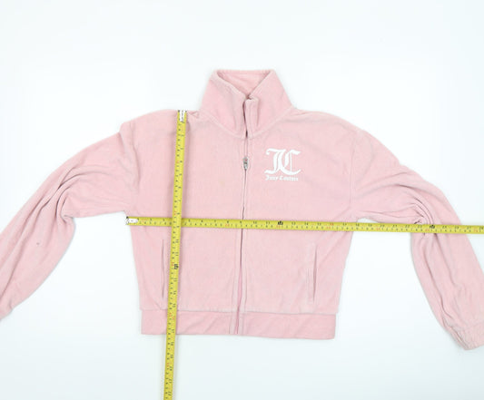 Juicy Couture Girls Pink Velour Track Jacket 12-13 Years Full Zip Logo