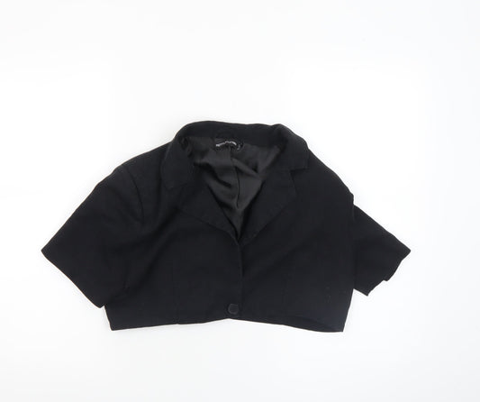 PrettyLittleThing Women's Black Cropped Blazer UK 10 Short Sleeve