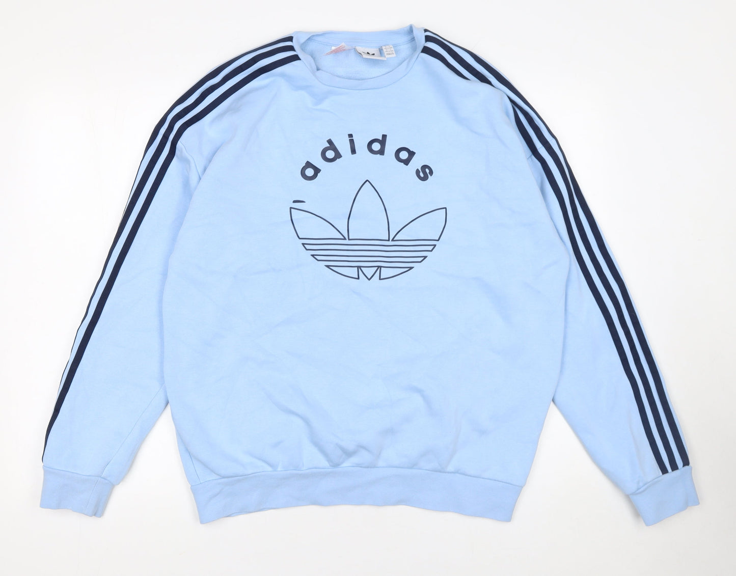 Adidas Boys Blue Crew Neck Pullover Sweatshirt 14-15 Years Logo Jersey