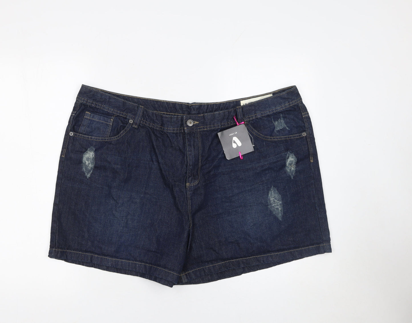Very Women Blue Denim Shorts Size 22 Regular Fit Casual Summer