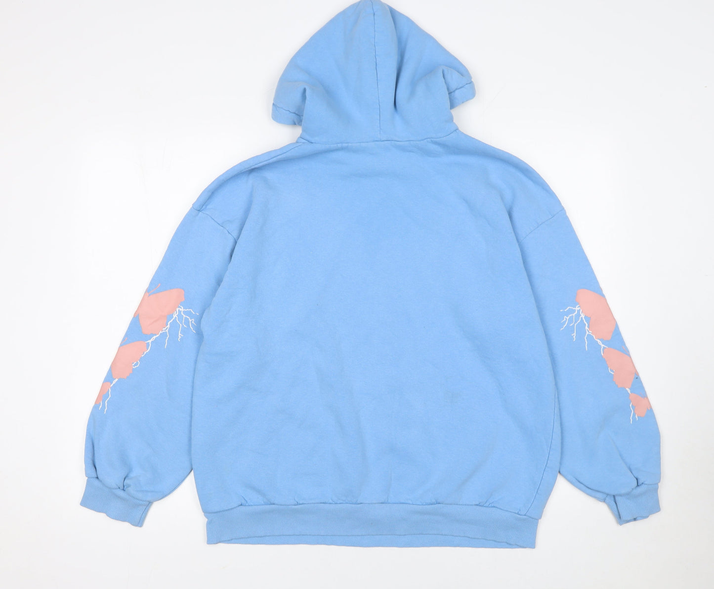 Boohoo Women Blue Pullover Hoodie Small Graphic Print Cotton Blend