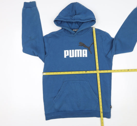 Puma Boys Blue Pullover Hoodie 15-16 Years Regular Fit Fleece Sweatshirt