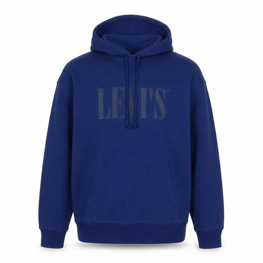 Levi's Men's Blue Pullover Hoodie S Logo Cotton Blend Fleece