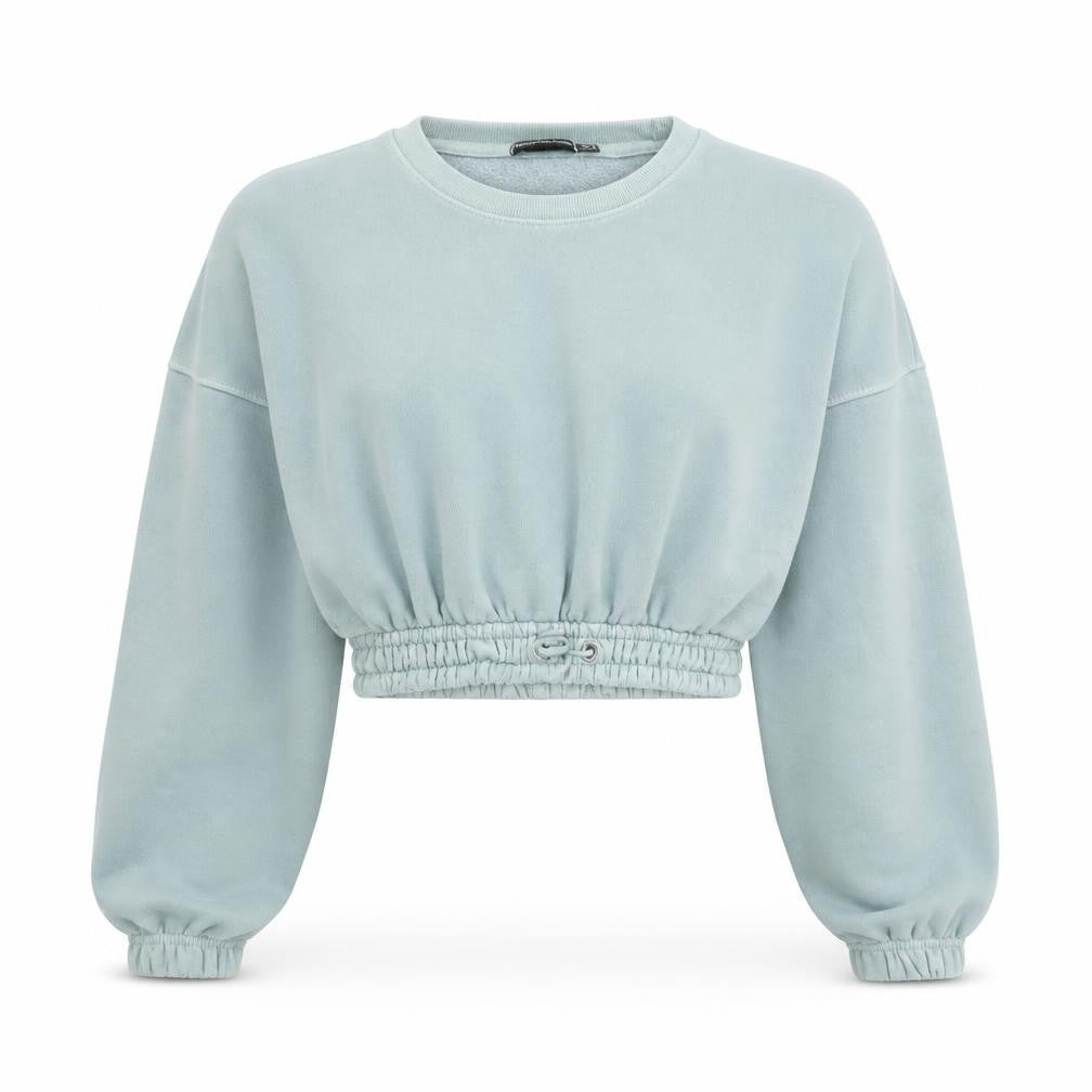 PrettyLittleThing Women Blue Cropped Pullover Sweatshirt UK 4 Cotton Blend