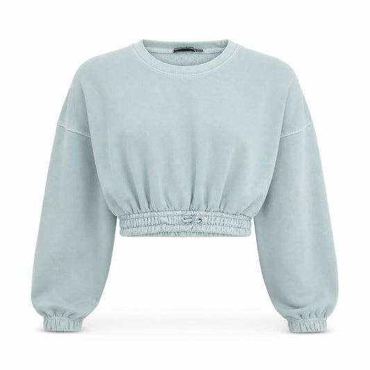 PrettyLittleThing Women Blue Cropped Pullover Sweatshirt UK 4 Cotton Blend