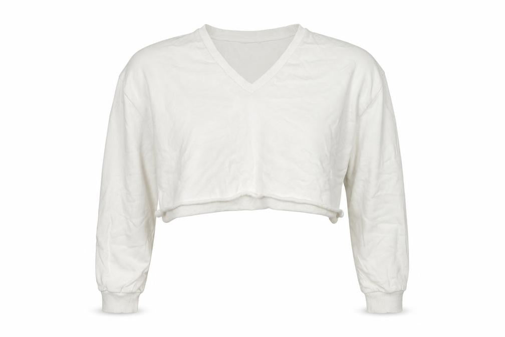 Front view of ASOS Design Women’s Ivory Cropped Pullover Sweatshirt, size M