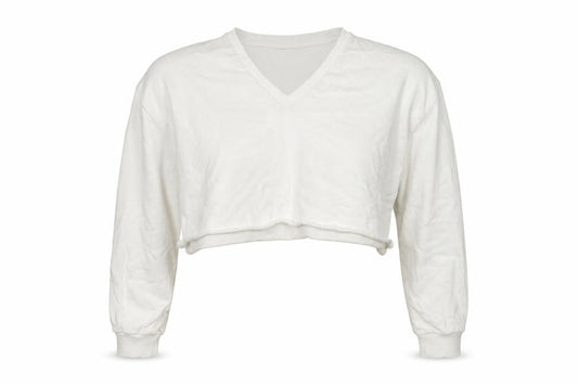 Front view of ASOS Design Women’s Ivory Cropped Pullover Sweatshirt, size M