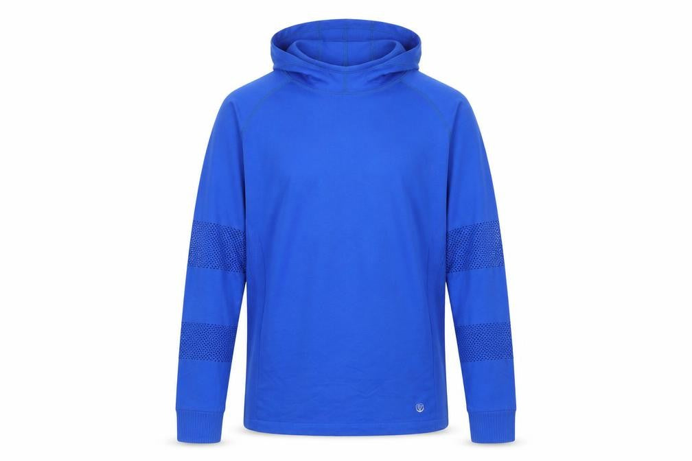 Front view of Dunnes men’s blue athletic fit pullover hoodie, size M