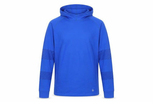 Front view of Dunnes men’s blue athletic fit pullover hoodie, size M