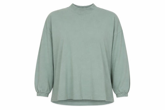 Front view of ASOS Design Women’s Green Cotton Mock Neck Oversized Sweatshirt UK 10