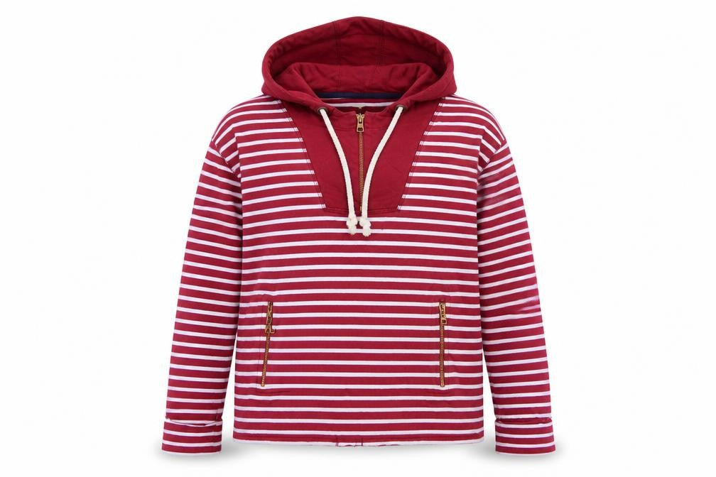 Next Women Red White Striped Cotton Hoodie Size 8 Zip Pocket