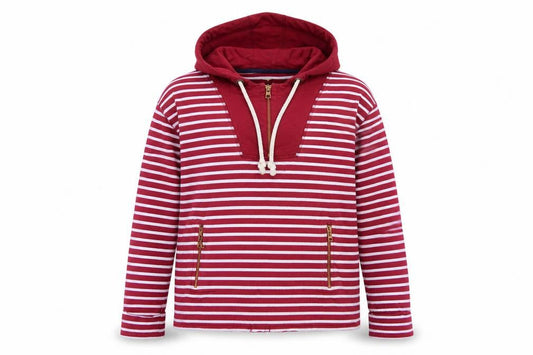 Next Women Red White Striped Cotton Hoodie Size 8 Zip Pocket