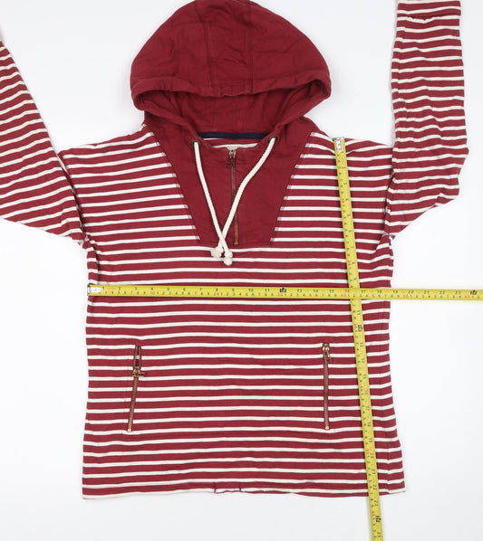 Next Women Red White Striped Cotton Hoodie Size 8 Zip Pocket