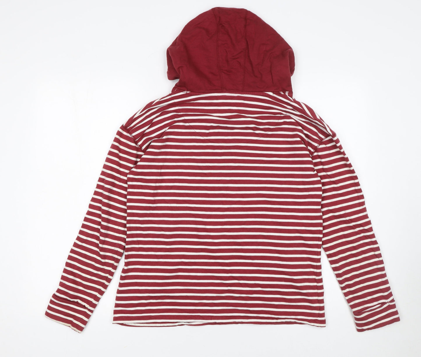 Next Women Red White Striped Cotton Hoodie Size 8 Zip Pocket