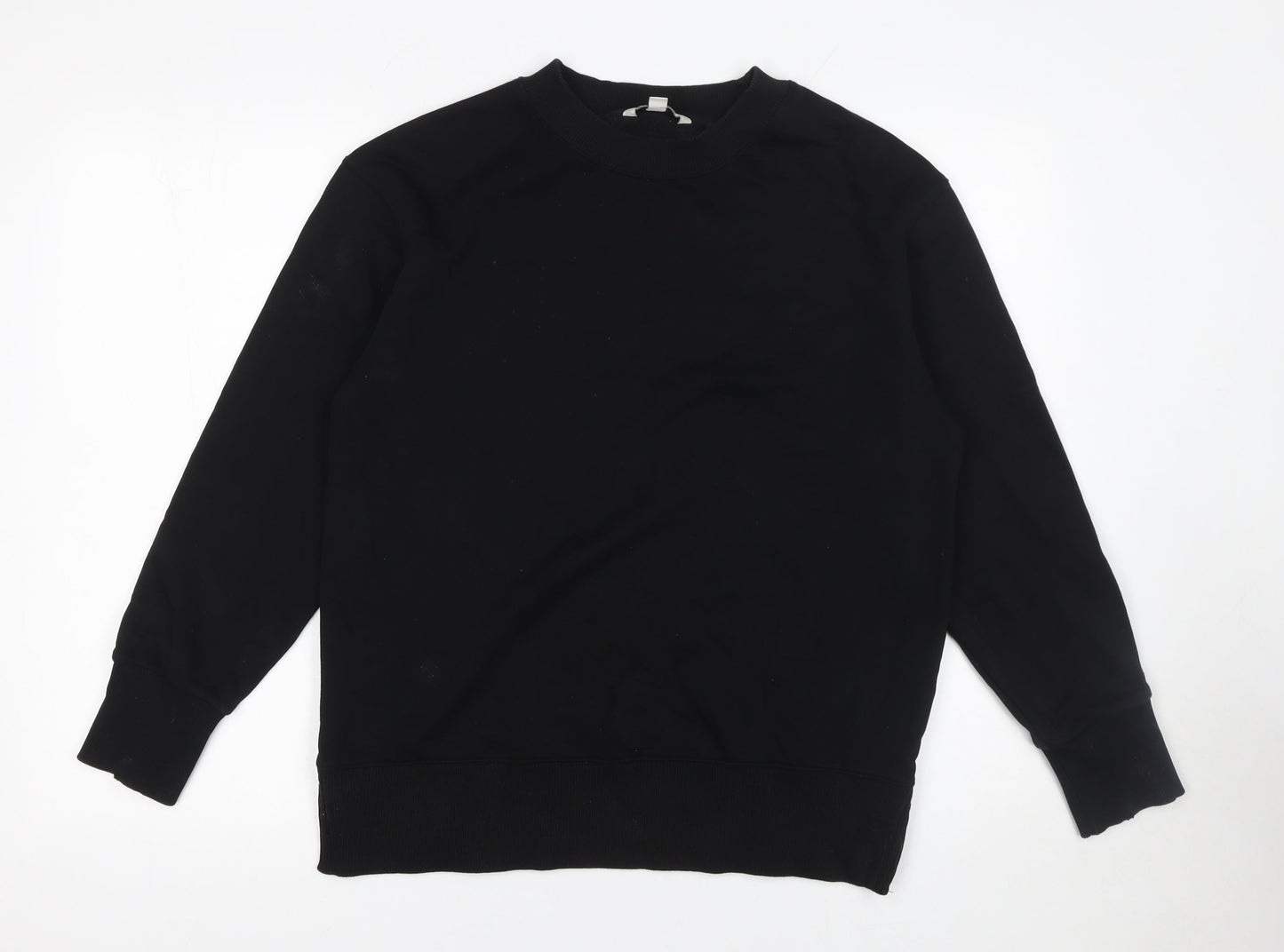 Next Women Black Small Crew Neck Cotton Sweatshirt
