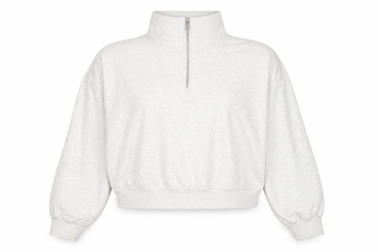 H&M Divided Women Grey 1/4 Zip Sweatshirt L Cotton Blend