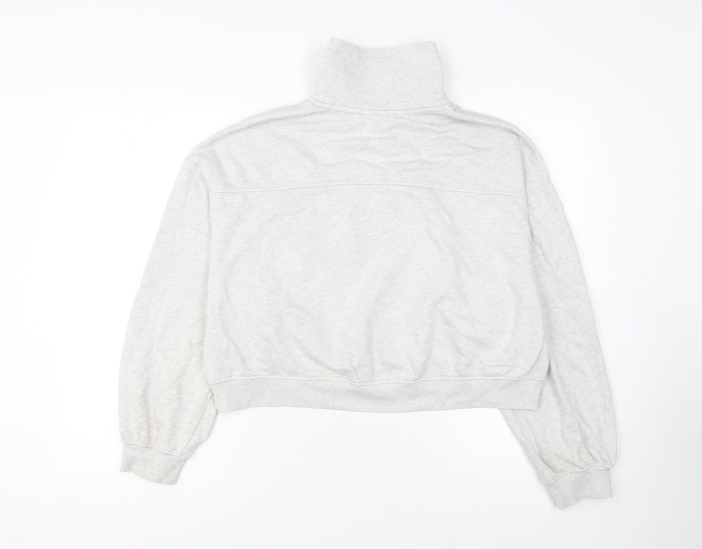 H&M Divided Women Grey 1/4 Zip Sweatshirt L Cotton Blend