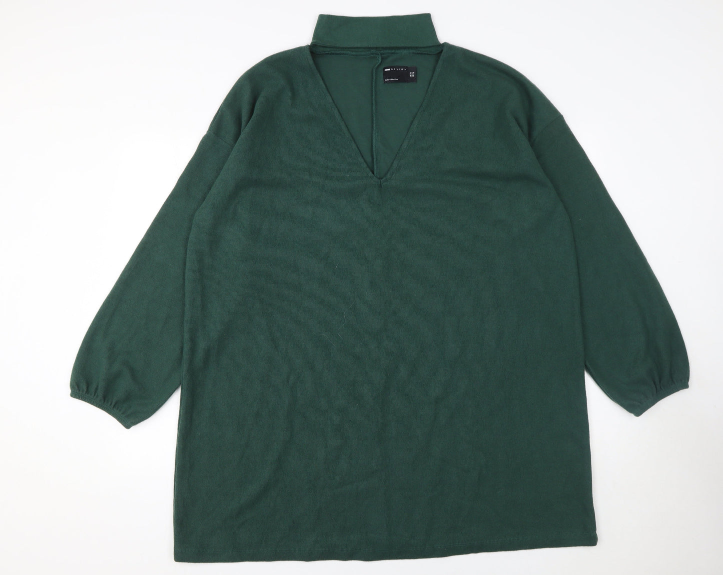 ASOS DESIGN Womens Green Size 16 Shift Knee Length V-Neck Dress
