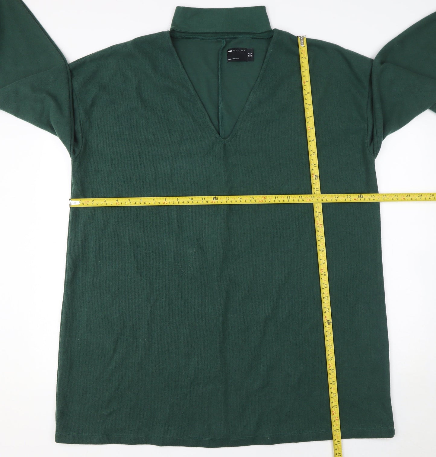 ASOS DESIGN Womens Green Size 16 Shift Knee Length V-Neck Dress