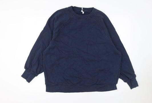 & Other Stories Women's Navy Blue Cotton Crew Neck Pullover Sweatshirt Size S