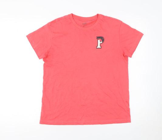Puma Boys Pink 13-14 Years Crew Neck Cotton Logo T-Shirt