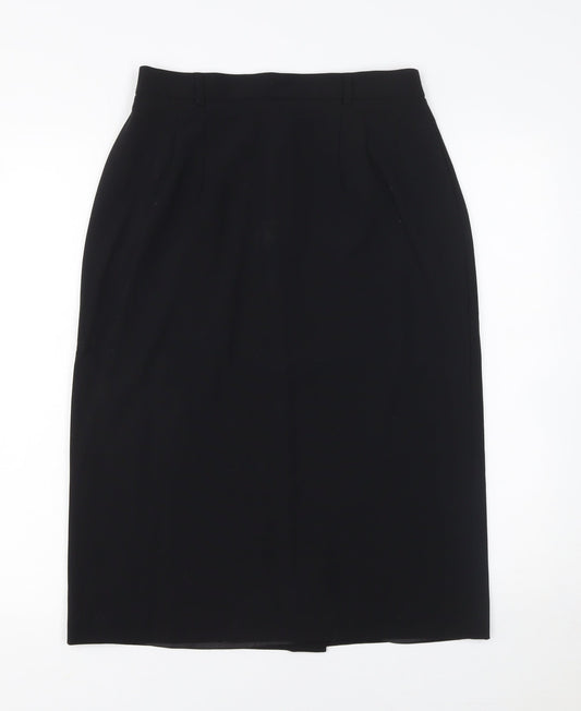 Viyella Women's Black Wool Blend Midi Pencil Skirt Size 10