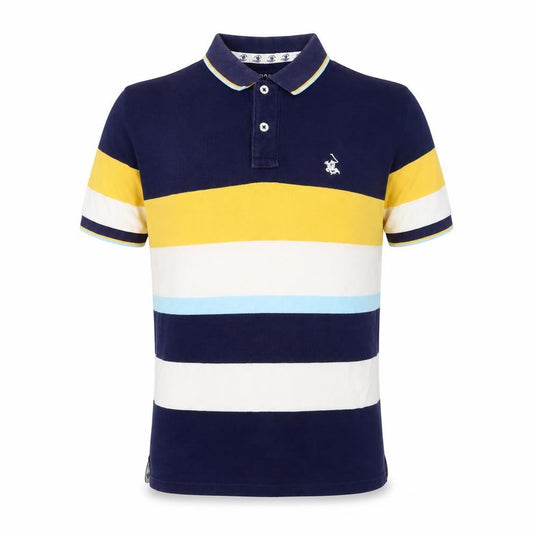 Santa Barbara Polo Club Men's Multicoloured Striped Polo Shirt XL