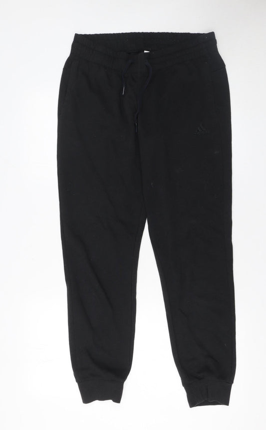 Adidas Womens Black Jogger Trousers Size 12-14 Cotton Blend