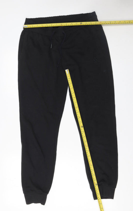 Adidas Womens Black Jogger Trousers Size 12-14 Cotton Blend