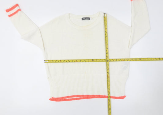 Mint Velvet Women’s Ivory Crew Neck Knit Jumper Size 10 Relaxed Fit