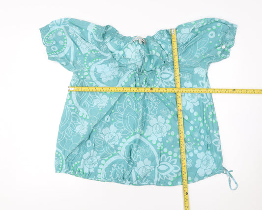 Fat Face Women’s Blue Floral Cotton Tunic Blouse Size 14