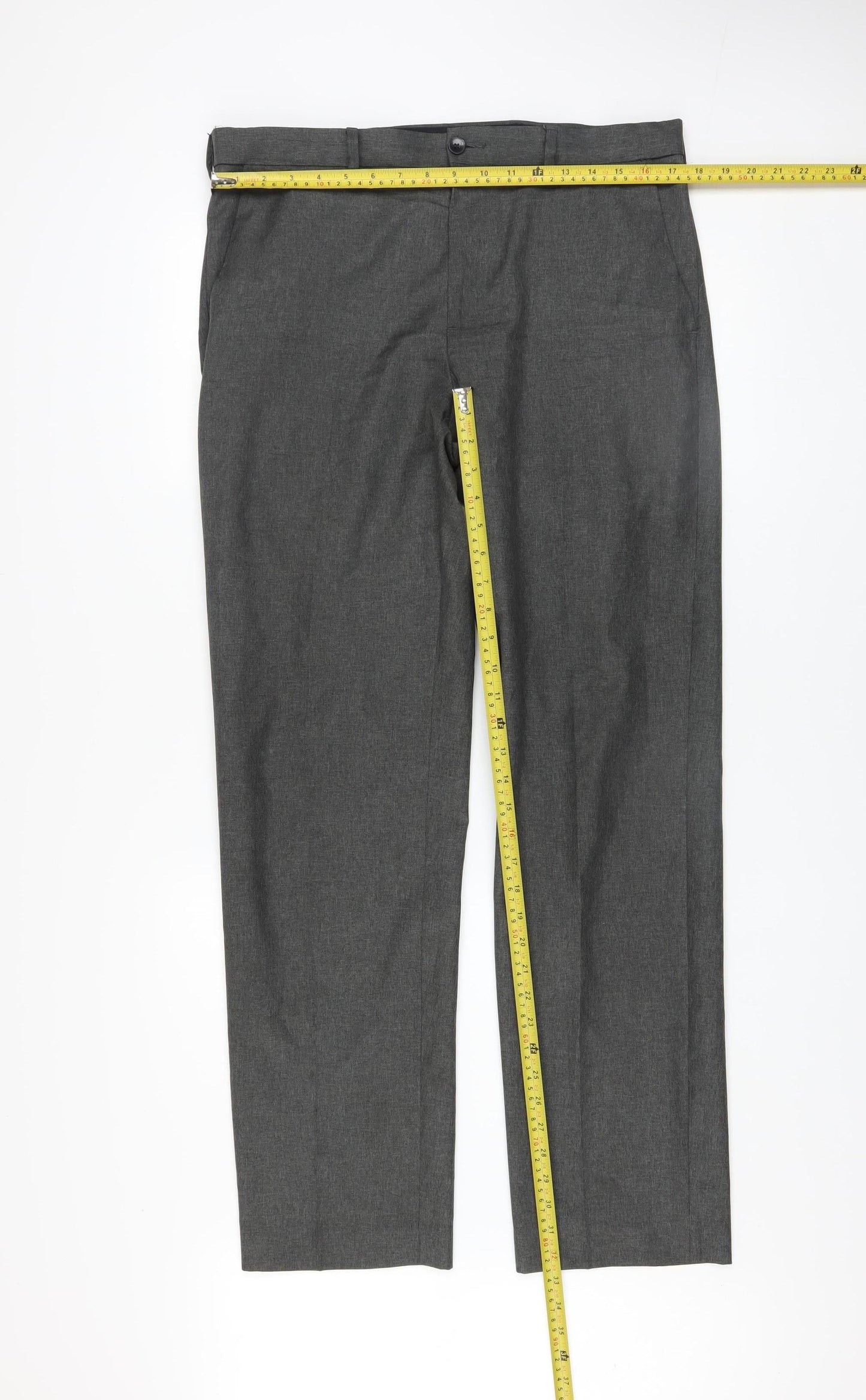 Marks and Spencer Men's Grey Regular Fit Dress Trousers 34W 33L