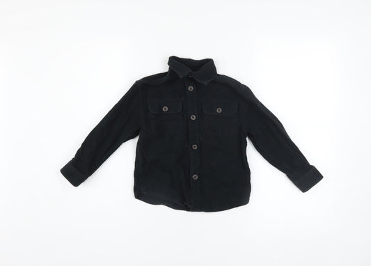 Next Boys Black Cotton Long Sleeve Shirt Jacket 4 Years