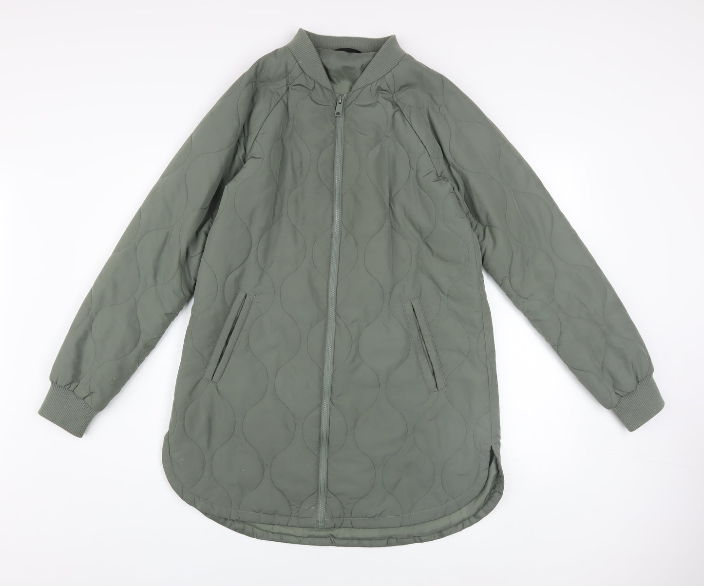 Dunnes Stores Womens Green Quilted Mid-Length Zip Jacket XS