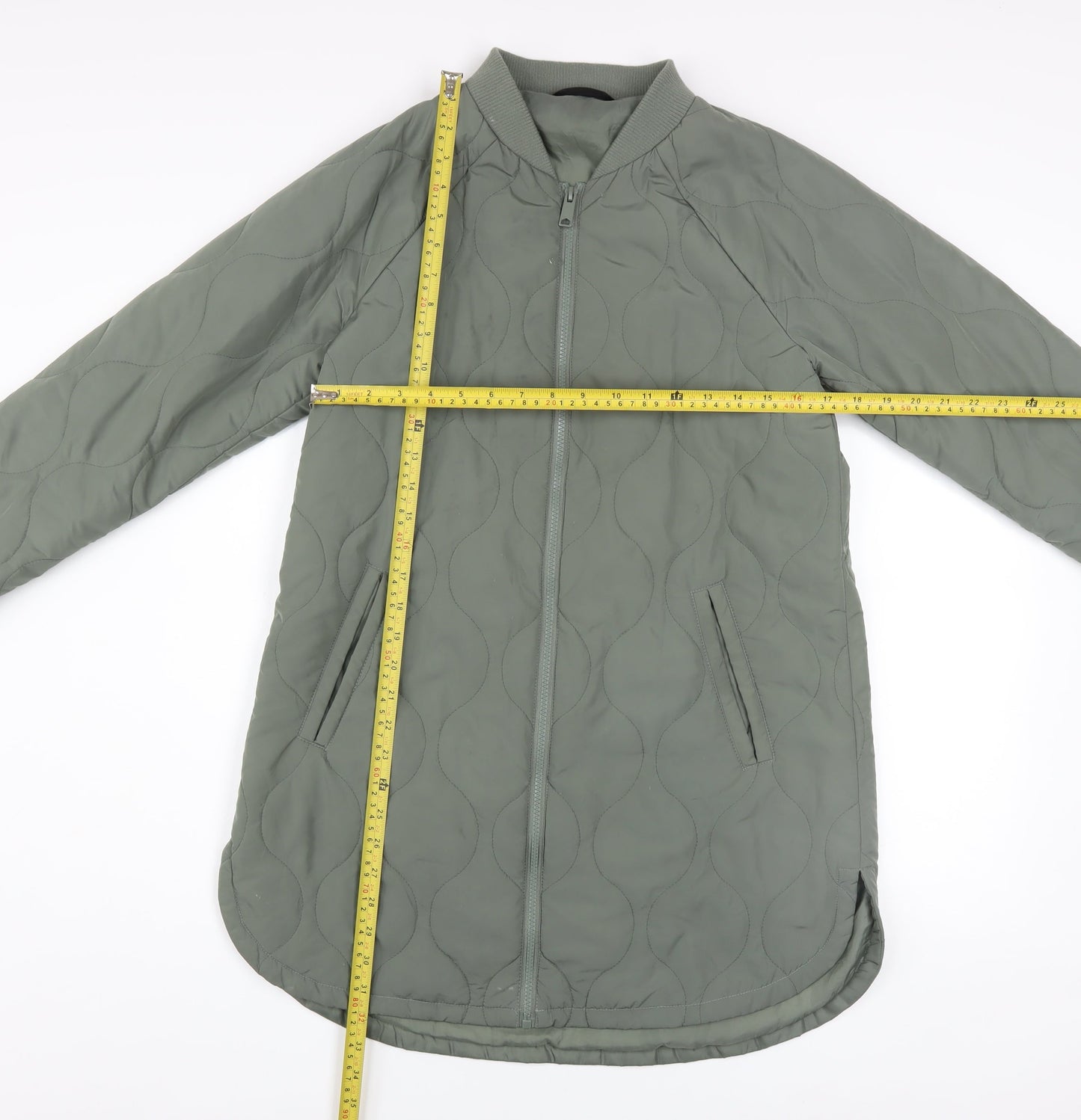 Dunnes Stores Womens Green Quilted Mid-Length Zip Jacket XS