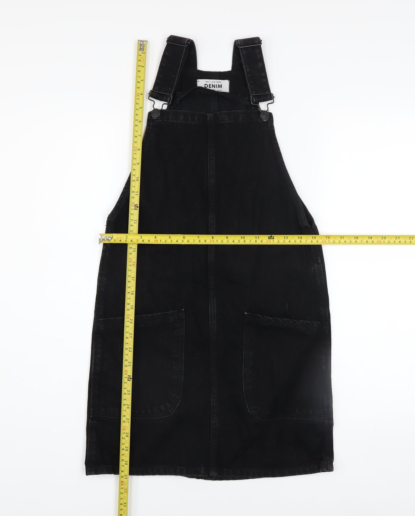 New Look Petite Women’s Black Denim Pinafore Dress UK 4