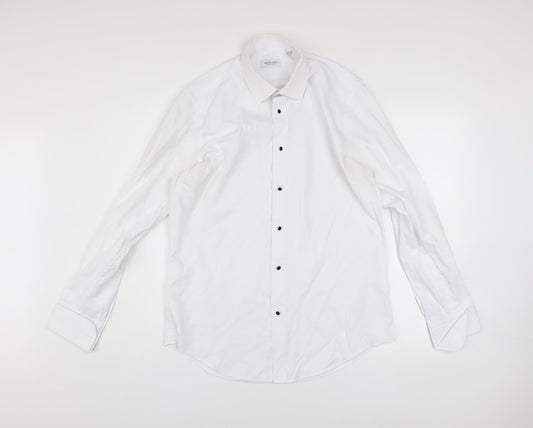White Label Men’s White Slim Fit Long Sleeve Button-Up Shirt Size 16