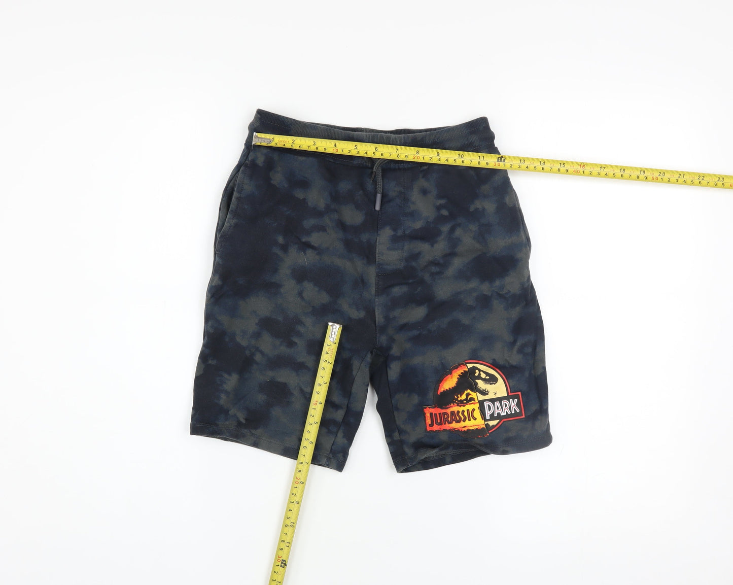Primark Boys Blue Tie-Dye Jurassic Park Sweat Shorts 11-12 Years Cotton Blend