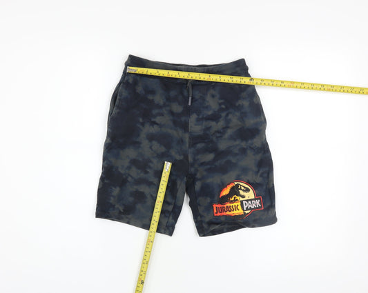 Primark Boys Blue Tie-Dye Jurassic Park Sweat Shorts 11-12 Years Cotton Blend