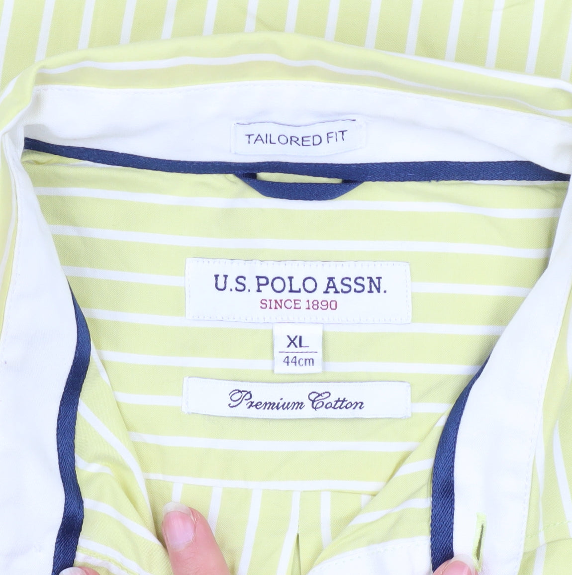 U.S. Polo Assn. Men's Yellow Striped Tailored Fit Cotton XL Shirt