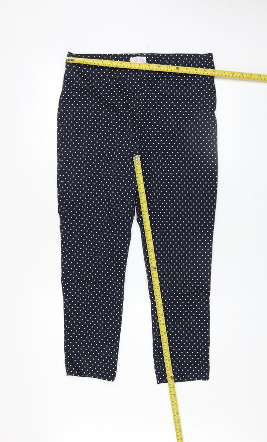 Savida Women’s Blue Polka Dot Slim Leg Stretch Cotton Trousers Size 12