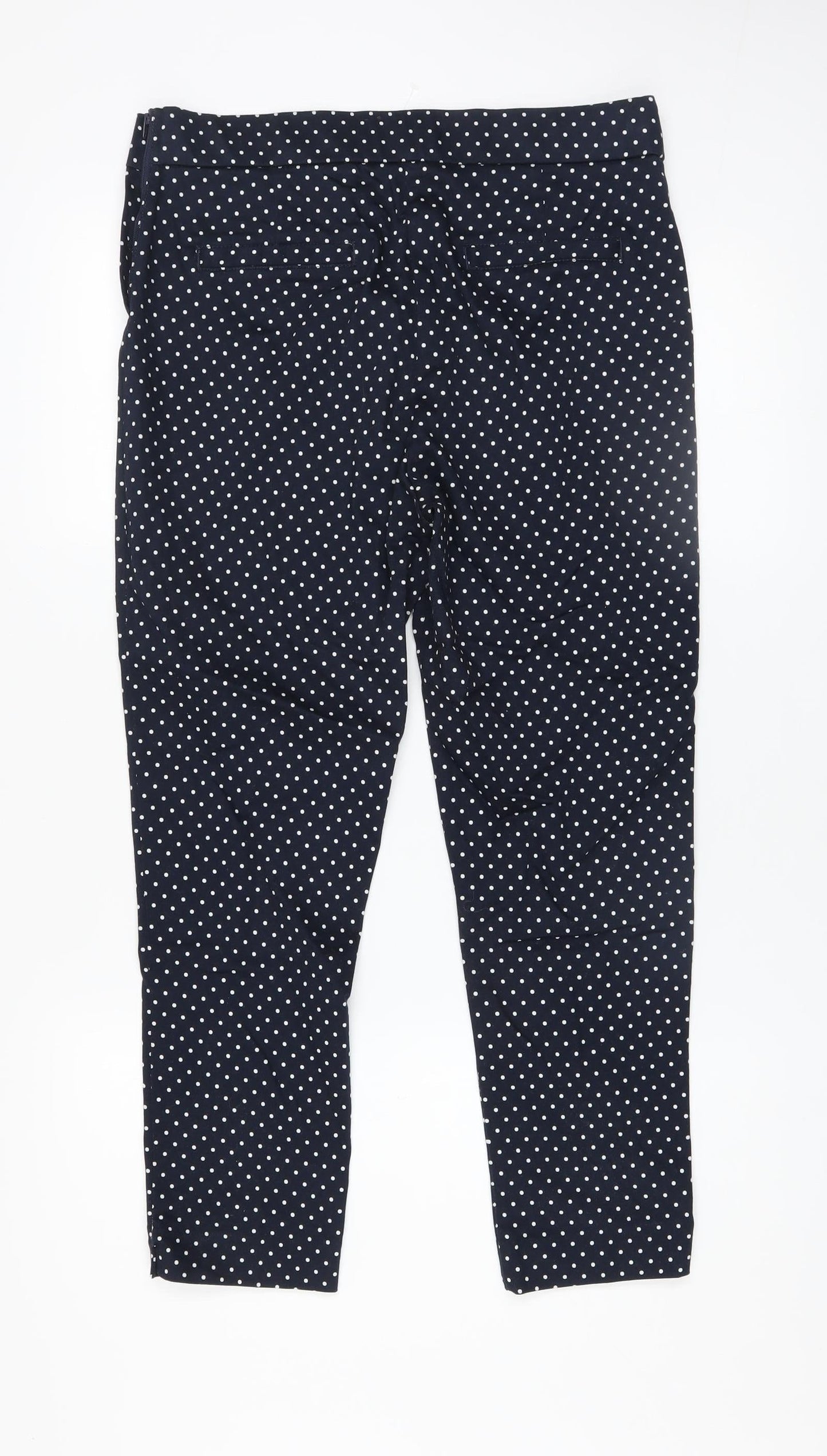 Savida Women’s Blue Polka Dot Slim Leg Stretch Cotton Trousers Size 12